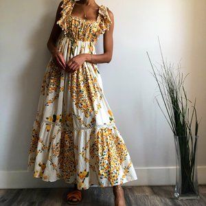 Off White Cashew Cross Back Dress